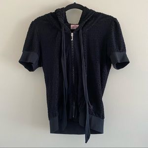 Y2K Juicy Couture Black Terry Cloth Short Sleeved Jacket (Size M)